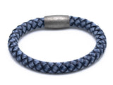 Leder geflochten used look blau