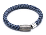 Leder geflochten used look blau