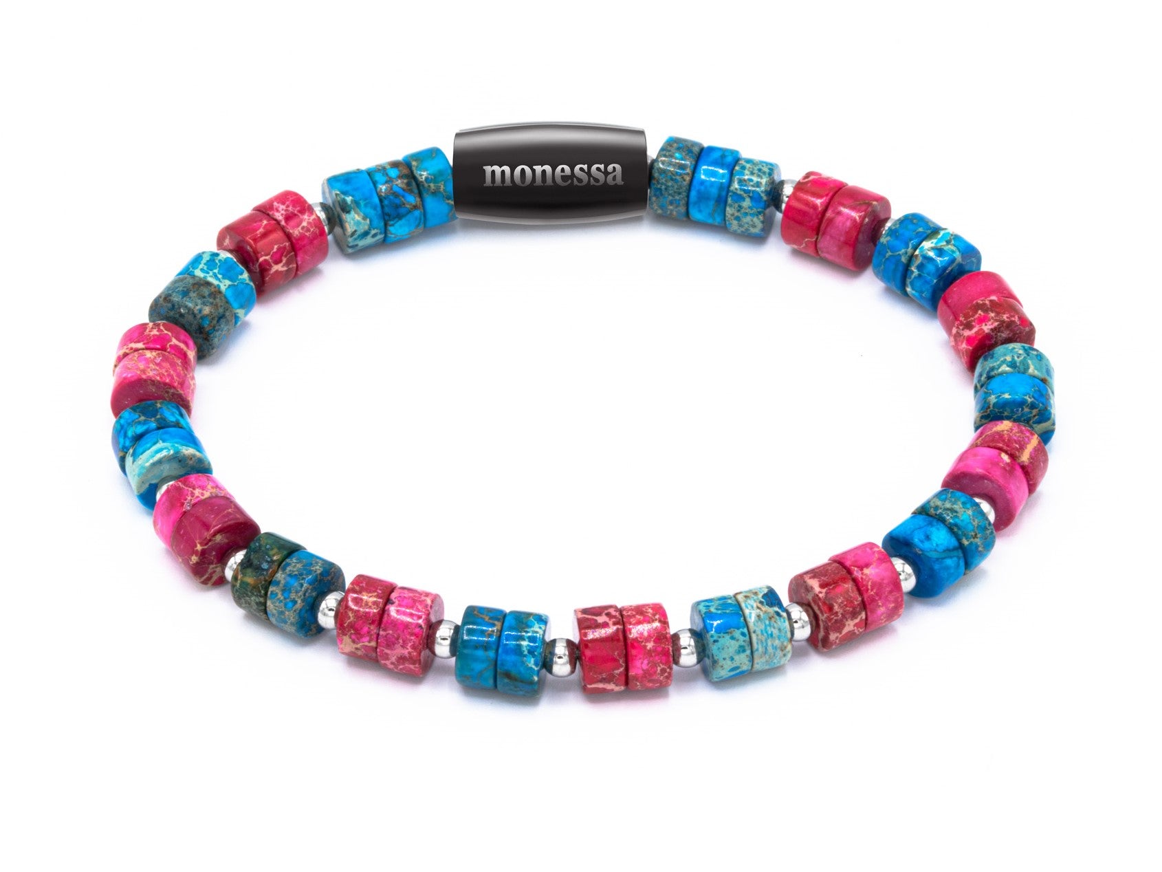 Heishi pink blau mix monessa