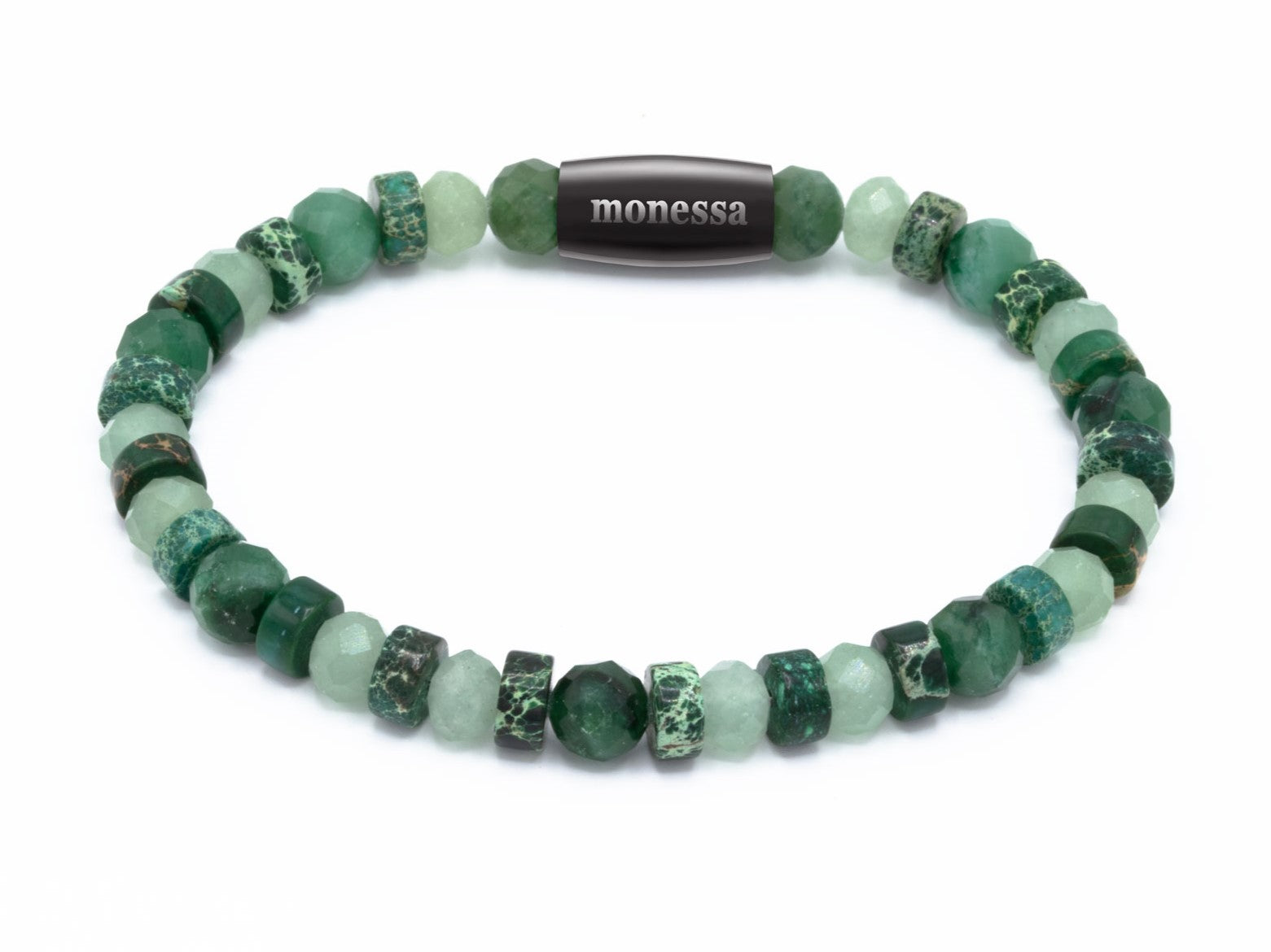 Heishi Jaspis grün, Aventurin mix – monessa