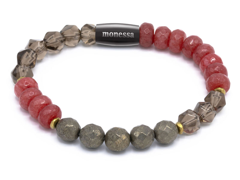 Block design Rauchquarz, Pyrit, Jade mix