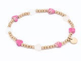 Edelstahl mit Herzen Aventurin, Türkis pink