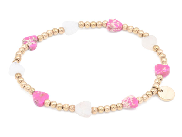 Edelstahl mit Herzen Aventurin, Türkis pink