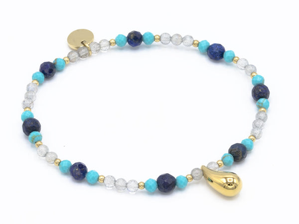 Lapis, Magnesit, Labradorit mit Tropfen gold