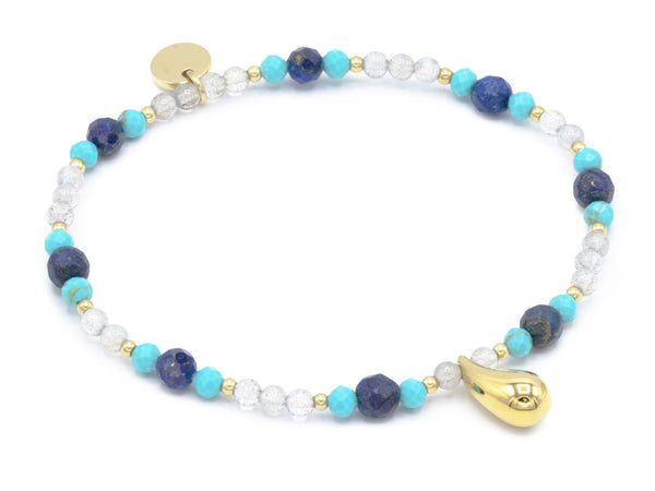 Lapis, Magnesit, Labradorit mit Tropfen gold