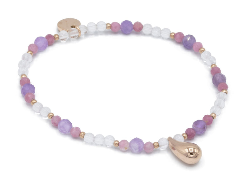 Amethyst, Turmalin, Mondstein mit Tropfen rosé