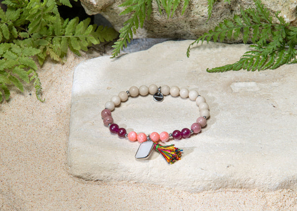 Jaspis, Rhodochrosit, Jade, Koralle mit Anhängern